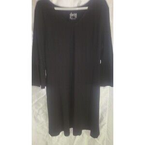 Denim & Co Womens 3/4 sleeve Black Dress Sz Lg